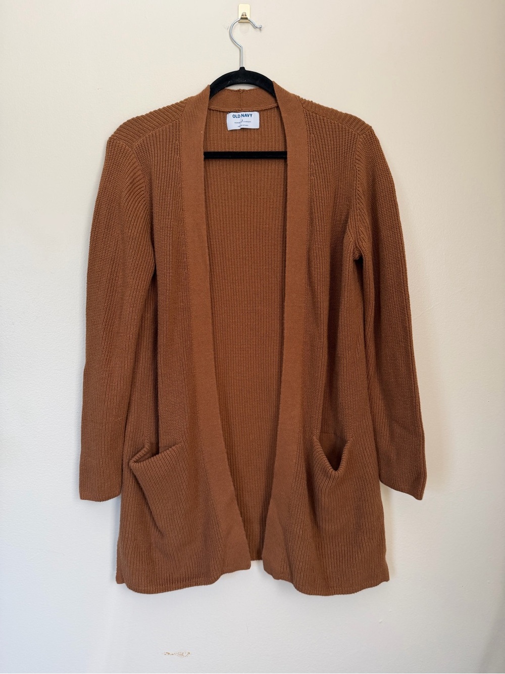 Old Navy Open-Front Rust Brown Ribbed Cardigan Sweater Size Small